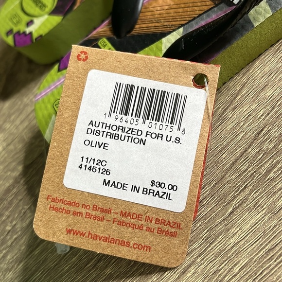 Havaianas Kids Top Minecraft Olive Flip Flops Size 11/12c - Picture 9 of 9